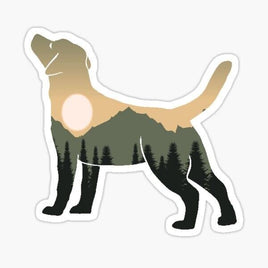 Labrador Retriever Dog Forest Mountain Sunset Sticker