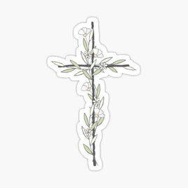 Cross with Flowers - Sticker Apple