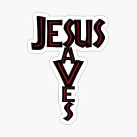 Jesus Saves Cross Red - Bible - Religious - Stickers - Decals