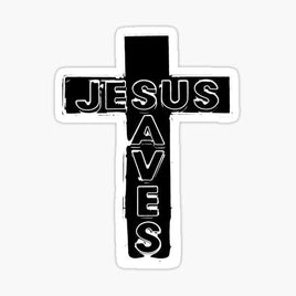 Jesus Saves Big Cross - Bible - Religious - Stickers - Decals