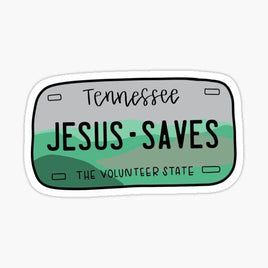 Jesus Saves Tennessee Tag - Bible - Religious - Stickers - Decals