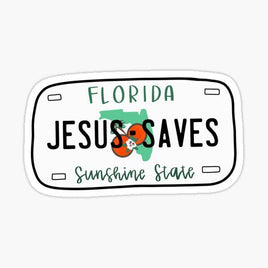 Jesus Saves Florida Tag - Bible - Religious - Stickers - Decals