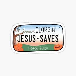 Jesus Saves Georgia Tag - Bible - Religious - Stickers - Decals